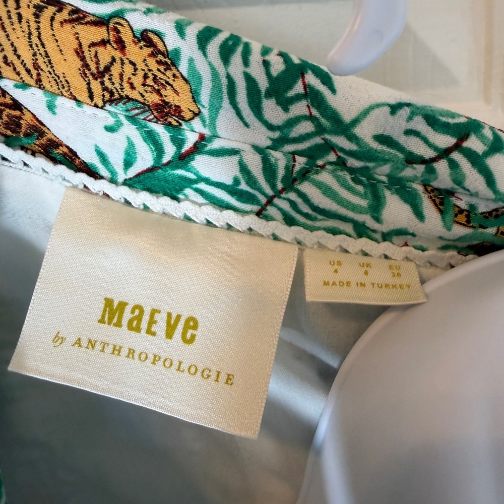 Maeve Teal and Gold Tiger Print Midi Dress - Picture 6 of 7